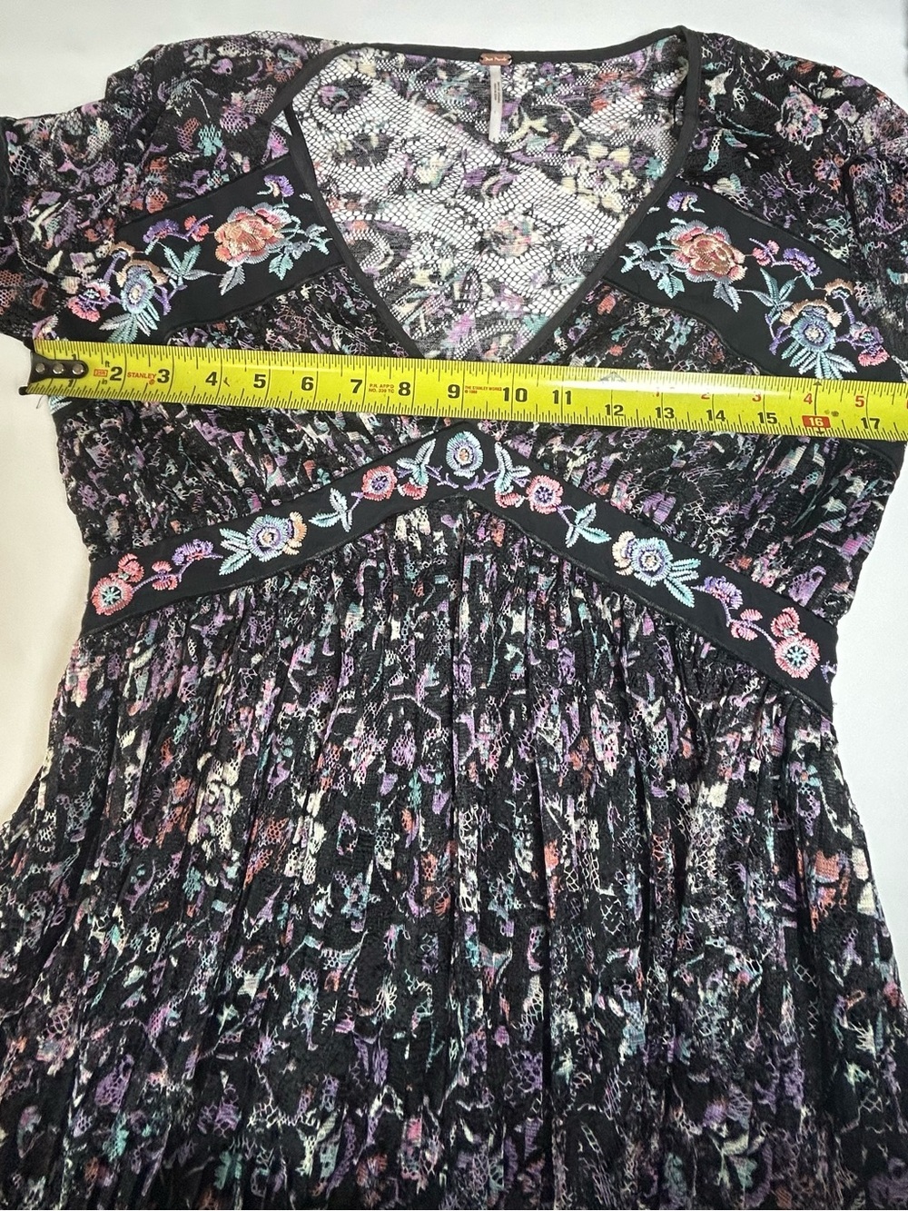 Free People cherry blossom Mini Dress size 6 Embroidered lace boho floral - Picture 13 of 16
